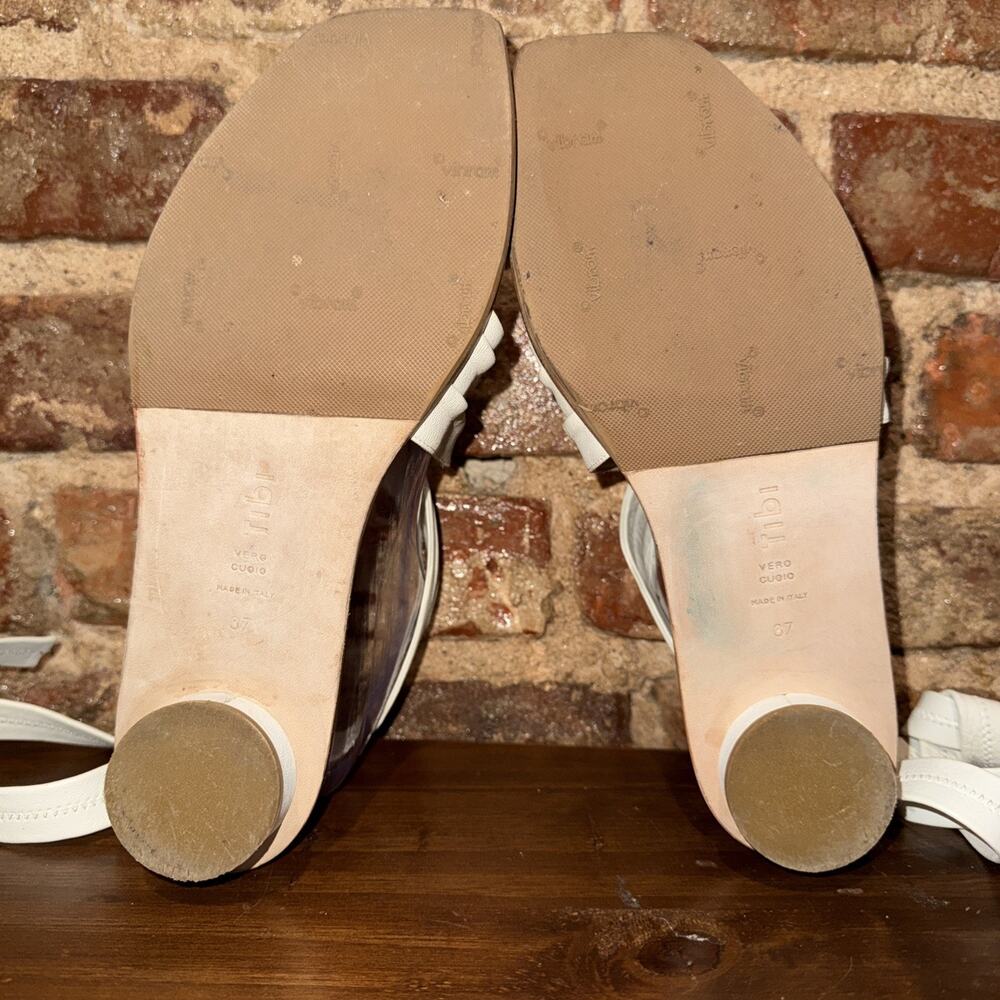 Revolve Tibi Miles Ivory Leather Ankle Wrap Strap Sandals 37= Sz 7 US EUC Vibram - Picture 6 of 8